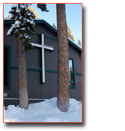 The front area of the church displaying the cross