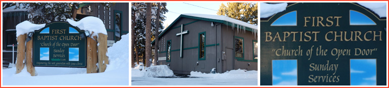 The outside area of the church during winter