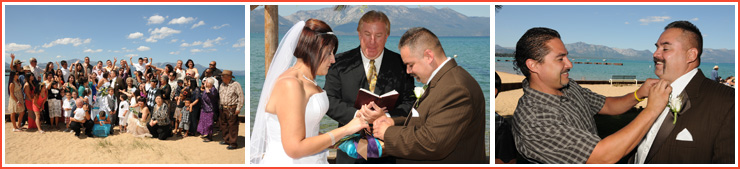 A group photo of all the guests and the best man assisting the groom