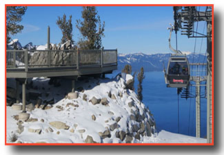 View of the gondola and Lake Tahoe from the observation deck