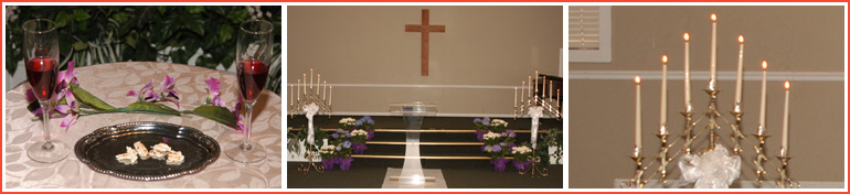 The setting inside the church prior to a wedding taking place