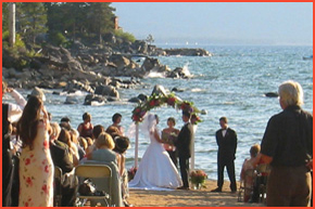 A wedding on the beach at Round Hill Pines in Lake Tahoe