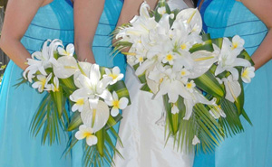 Bride and bridesmaids floral arrangements