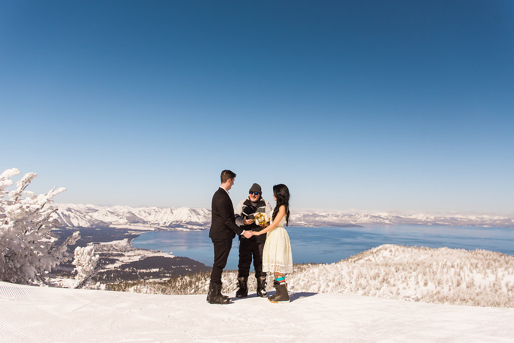 Couple celebrates their new marriage on Heavenly Mountain.