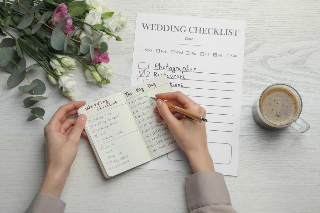 Overseeing a wedding planning checklist.