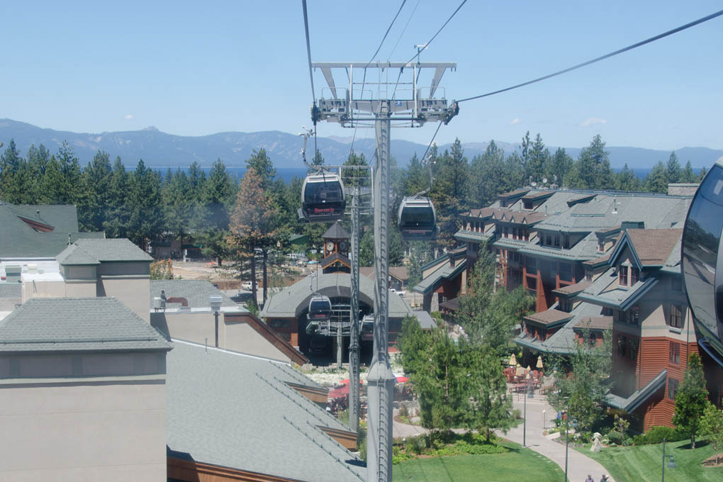 Heavenly Village gondola base where the gondola cars depart and ascend the mountain.