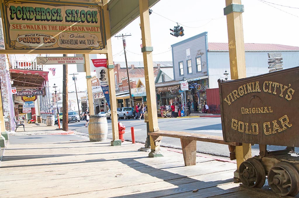 Main street view of Virginia City.