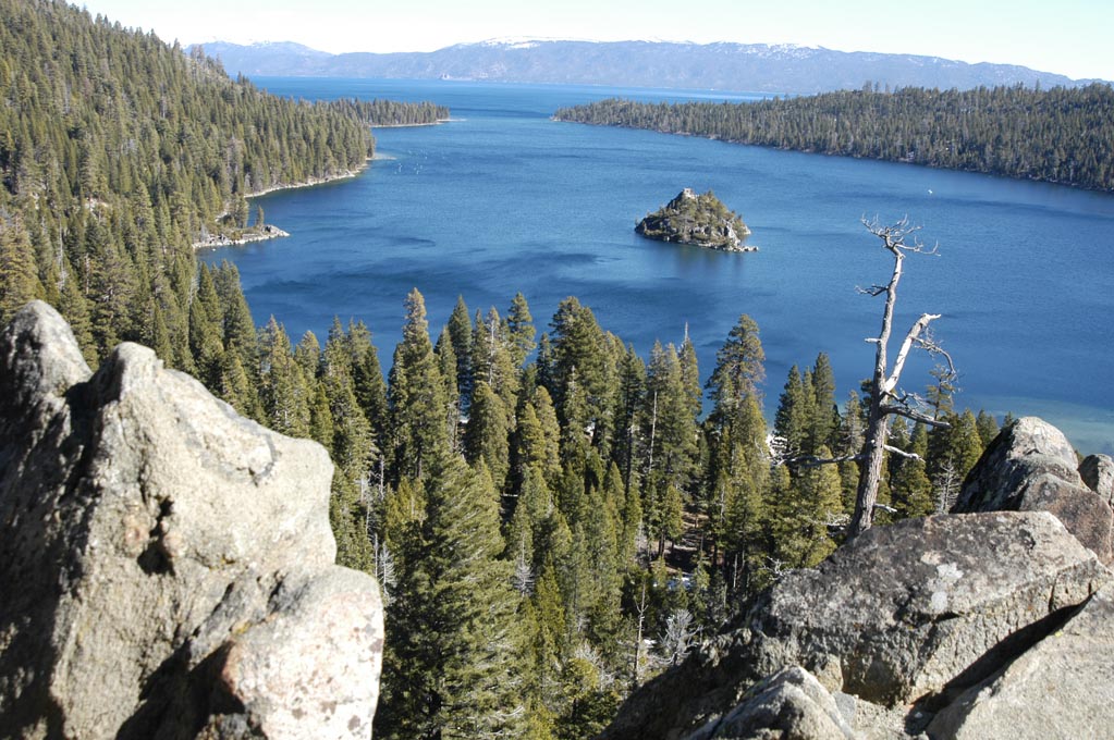 Beautiful scenic view of Emerald Bay and Fannette Island.