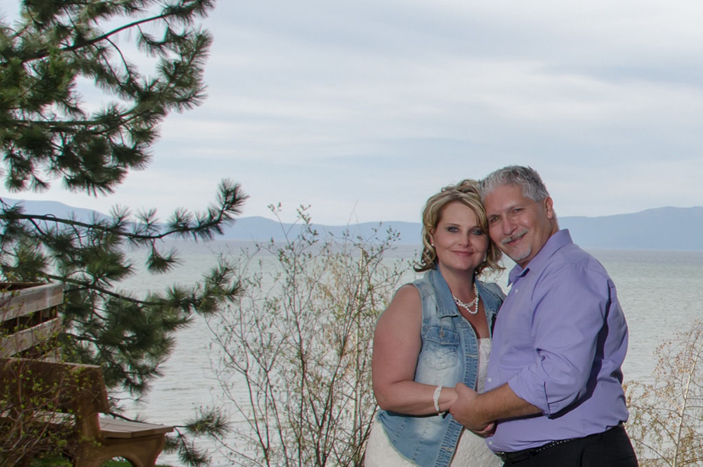 Couple holding each other after uniting in marriage.